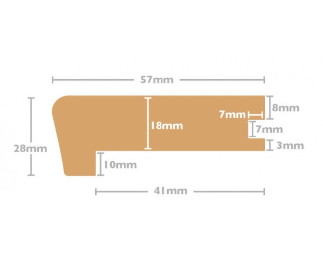 Bespoke Stair Nosing (Solid wood) (0.9m) - Type A - Lacquered Oak