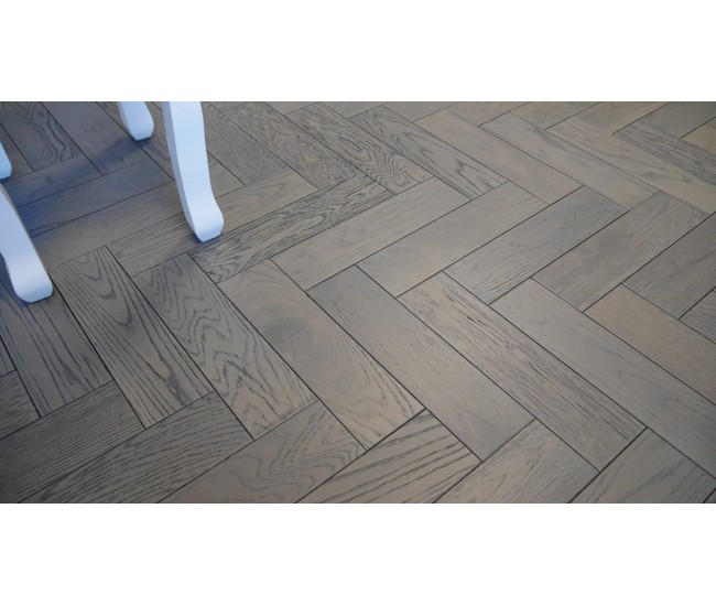 Graphite Grey Oak Herringbone Engineered Wood Flooring 18mm x 80mm Lacquered