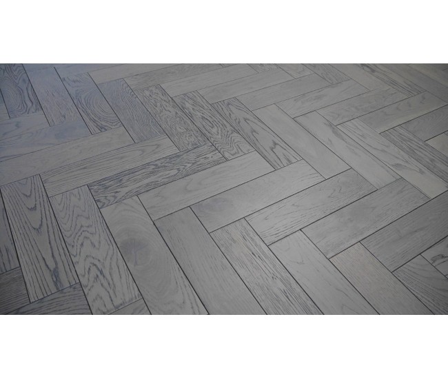 Graphite Grey Oak Herringbone Engineered Wood Flooring 18mm x 80mm Lacquered