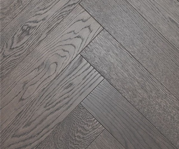 Graphite Grey Oak Herringbone Engineered Wood Flooring 18mm x 80mm Lacquered 