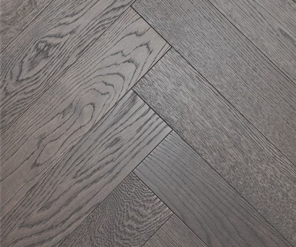 Graphite Grey Oak Herringbone Engineered Wood Flooring 18mm x 80mm Lacquered 