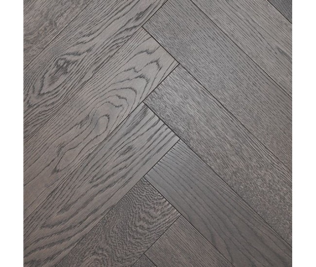 Graphite Grey Oak Herringbone Engineered Wood Flooring 18mm x 80mm Lacquered