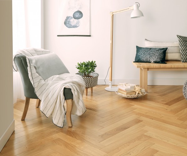 Amber Oak Herringbone Engineered European Classic Flooring 18mm x 90mm Natural Lacquered