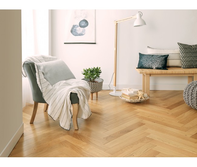Amber Oak Herringbone Engineered European Classic Flooring 18mm x 90mm Natural Lacquered