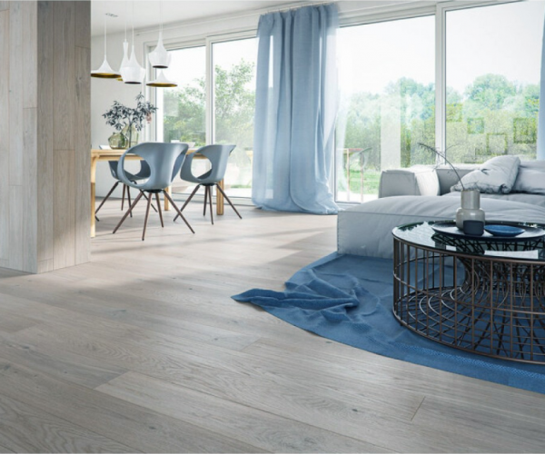 Silver Rustic Oak Engineered  Wood Flooring 14mm x 130mm Brushed Matt Lacquered