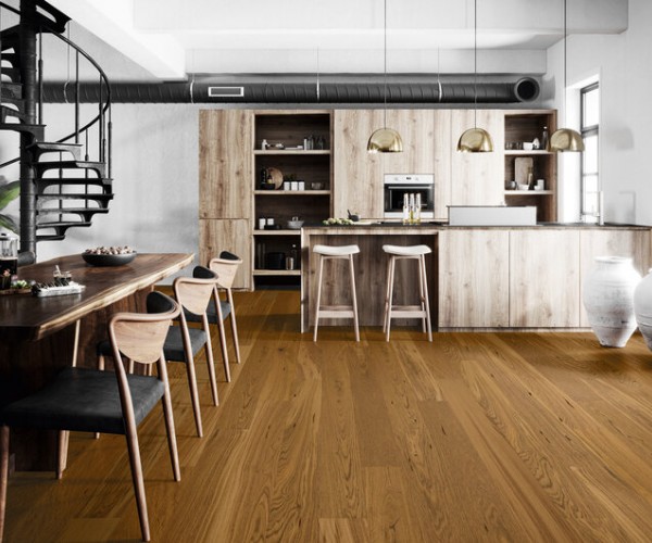 Dark Rustic Oak Engineered Wood Flooring 14mm x 155mm Brushed Matt Lacquered