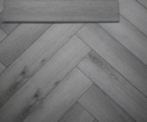 Dark Grey Oak SPC Herringbone Waterproof Luxury Click Vinyl Flooring 6mm 