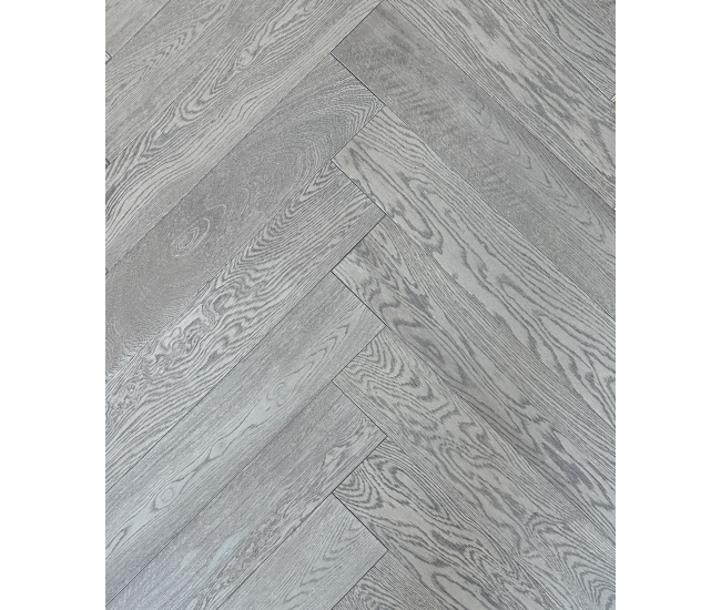 Artemis Grey AB Grade Oak Herringbone Engineered Wood Flooring 15mm x 120mm Brushed UV Oiled