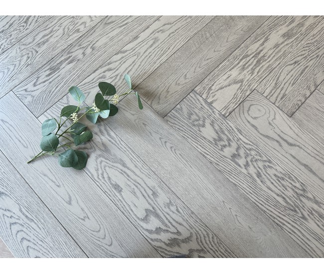 Artemis Grey AB Grade Oak Herringbone Engineered Wood Flooring 15mm x 120mm Brushed UV Oiled