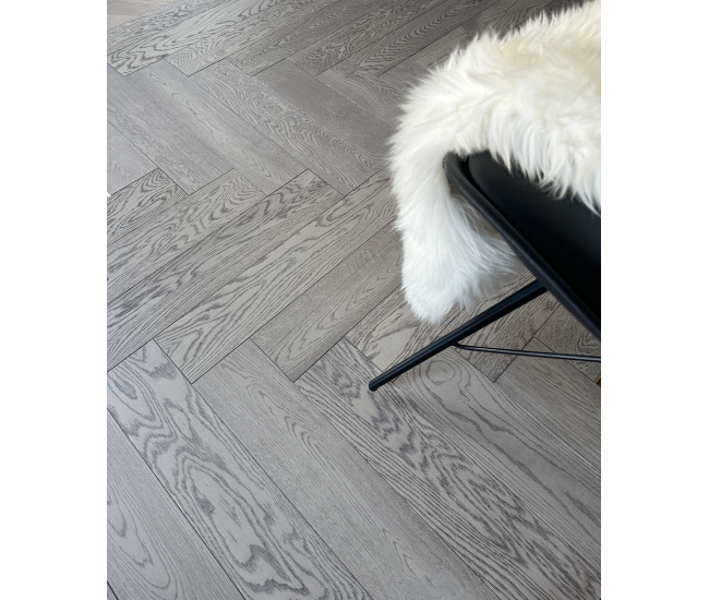 Artemis Grey AB Grade Oak Herringbone Engineered Wood Flooring 15mm x 120mm Brushed UV Oiled