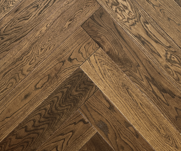 Caramel AB Grade Oak Herringbone Engineered Wood Flooring 15mm x 120mm Brushed UV Lacquered