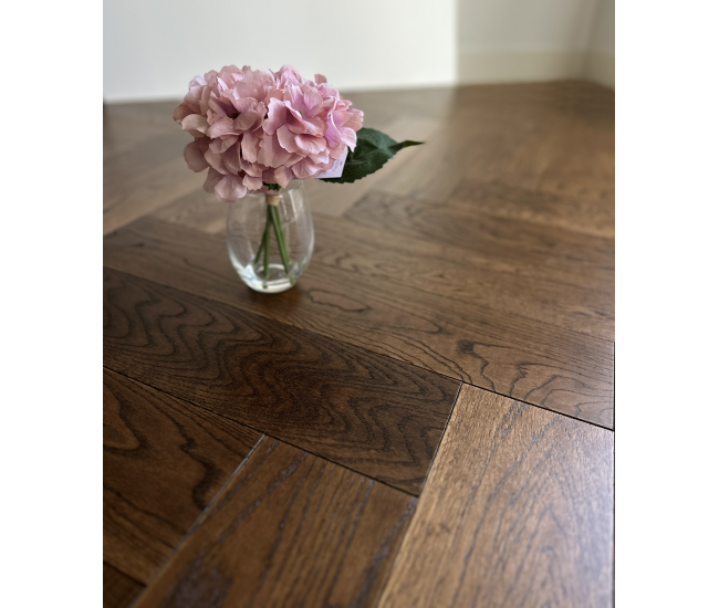 Caramel AB Grade Oak Herringbone Engineered Wood Flooring 15mm x 120mm Brushed UV Lacquered