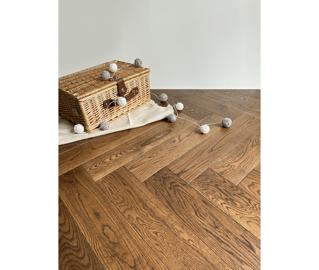 Caramel AB Grade Oak Herringbone Engineered Wood Flooring 15mm x 120mm Brushed UV Lacquered