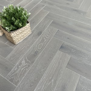 Scarborough Grey Classic Grade Oak Herringbone Engineered Wood Flooring 15mm x 90mm Brushed UV Oiled