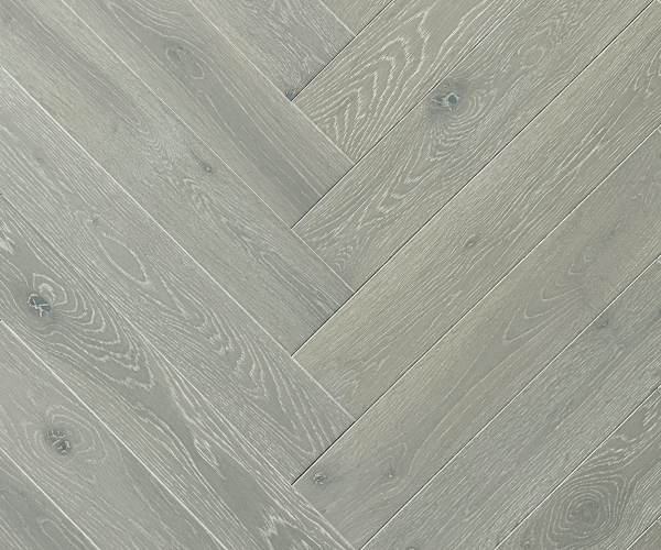 Scarborough Grey Classic Grade Oak Herringbone Engineered Wood Flooring 15mm x 90mm Brushed UV Oiled