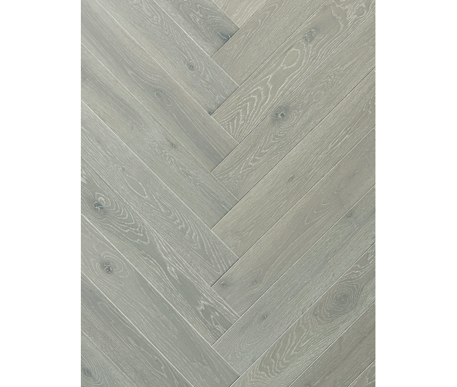 Scarborough Grey Classic Grade Oak Herringbone Engineered Wood Flooring 15mm x 90mm Brushed UV Oiled