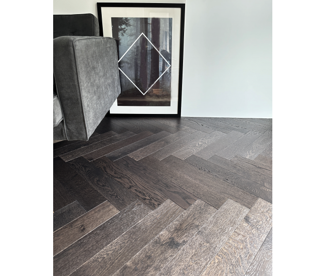 Eagles Shadow Classic Grade Oak Herringbone Engineered Wood Flooring 15mm x 90mm Brushed UV Oiled