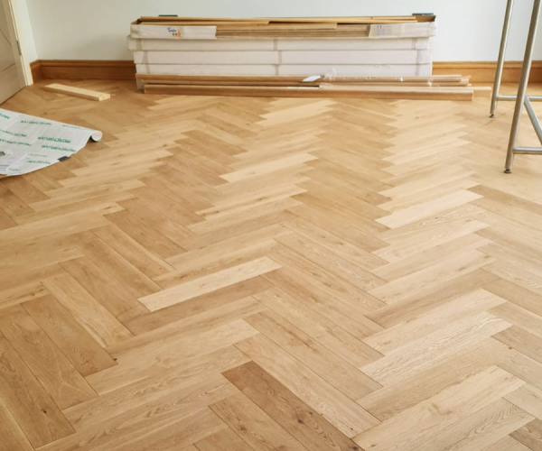 Natural Wheat AB Grade Oak Herringbone Engineered Wood Flooring 15mm x 120mm UV Oiled