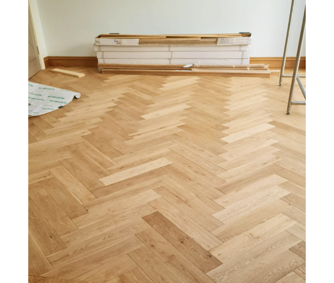 Natural Wheat AB Grade Oak Herringbone Engineered Wood Flooring 15mm x 120mm UV Oiled