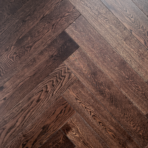 Coffee AB Grade Oak Herringbone Engineered Wood Flooring 15mm x 120mm Brushed UV Lacquered