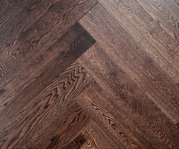 Coffee AB Grade Oak Herringbone Engineered Wood Flooring 15mm x 120mm Brushed UV Lacquered