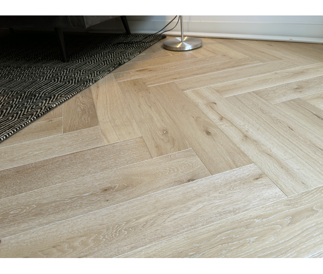 White Washed AB Grade Oak Herringbone Engineered Wood Flooring 15mm x 120mm UV Oiled