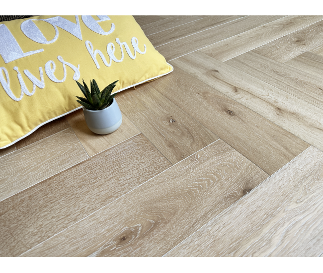 White Washed AB Grade Oak Herringbone Engineered Wood Flooring 15mm x 120mm UV Oiled