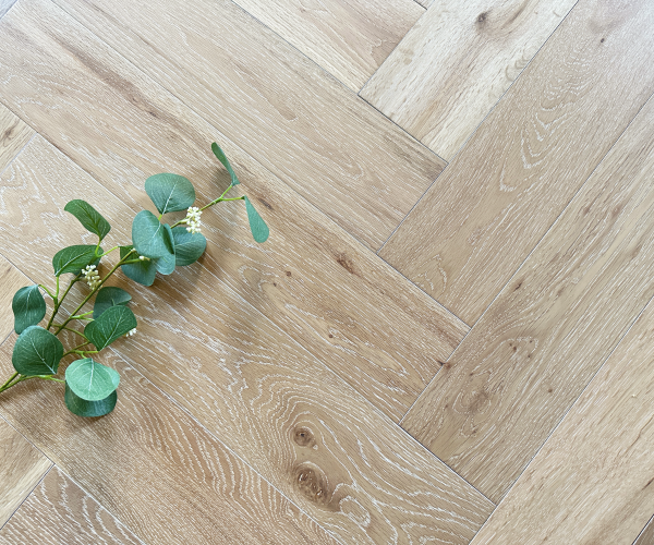 White Washed AB Grade Oak Herringbone Engineered Wood Flooring 15mm x 120mm UV Oiled