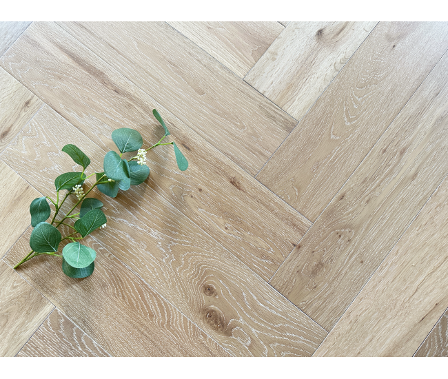 White Washed AB Grade Oak Herringbone Engineered Wood Flooring 15mm x 120mm UV Oiled