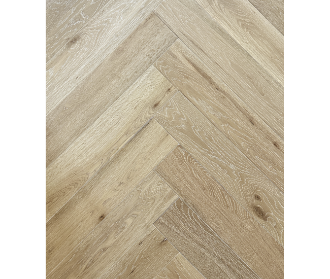 White Washed AB Grade Oak Herringbone Engineered Wood Flooring 15mm x 120mm UV Oiled