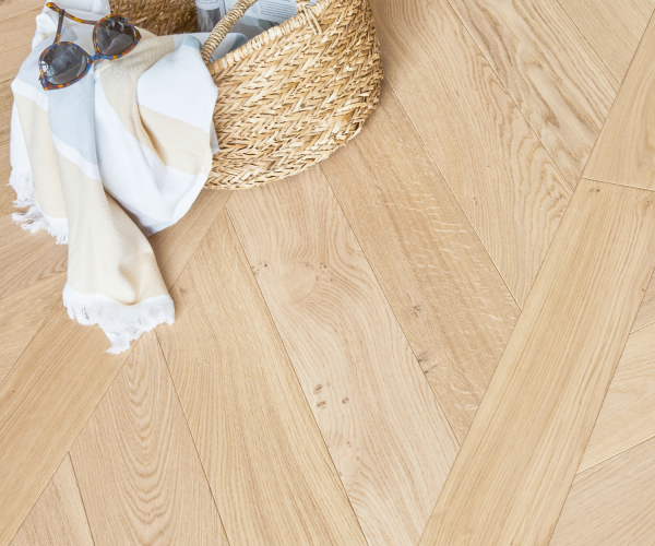 Classic Natural Oak Chevron Classic Engineered Wood Flooring 14mm x 90mm  Invisible Matt Lac