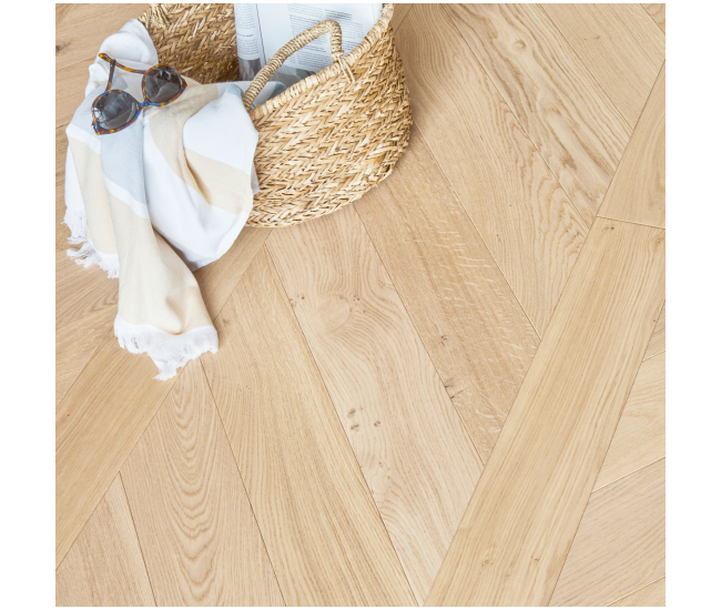 Classic Natural Oak Chevron Classic Engineered Wood Flooring 14mm x 90mm  Invisible Matt Lac