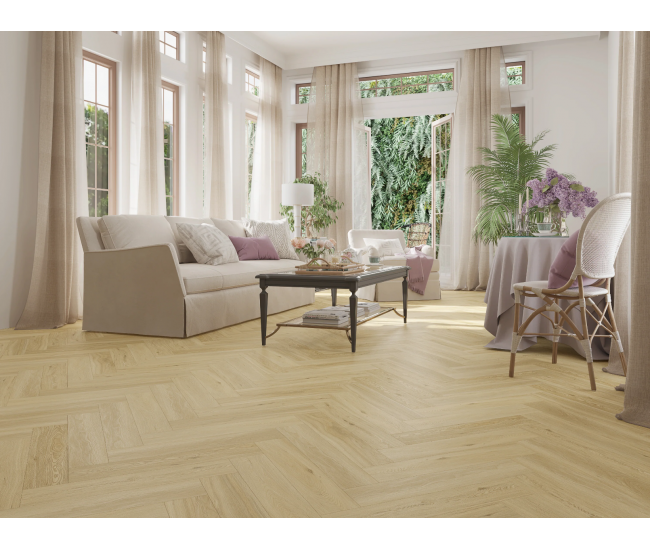 Roast Oak Herringbone Waterproof Luxury Vinyl Flooring SPC 6.5 x 126 x 630mm