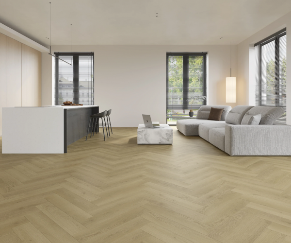 Light Oak SPC Herringbone Waterproof Luxury Click Vinyl Flooring 6.5mm x 126mm