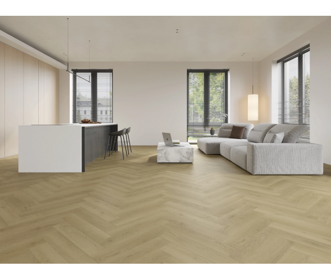 Light Oak SPC Herringbone Waterproof Luxury Click Vinyl Flooring 6.5mm x 126mm