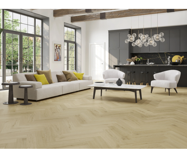 Natural Raw Herringbone Waterproof Luxury Vinyl Flooring SPC 6.5 x 126 x 630mm