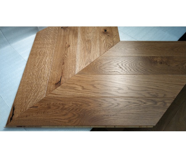 Smoked Oak Chevron Rustic Engineered Wood Flooring 14mm x 130mm Brushed Matt Lacquered