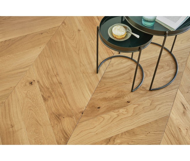 Hawaiian Cookies Oak Chevron Engineered Wood Flooring 14mm x 130mm Brushed Matt Lacquered