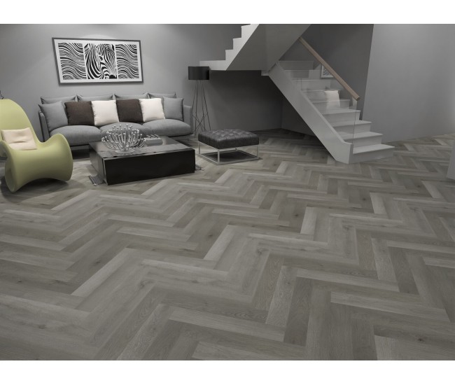 Washed Grey Oak SPC Herringbone Waterproof Luxury Click Vinyl x 120mm