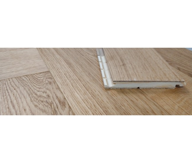 Natural Oak Herringbone Engineered Wood Flooring 14mm x 110mm Brushed Matt Lacquered