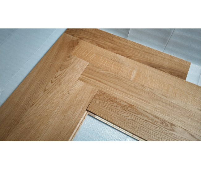 Natural Oak Herringbone Engineered Wood Flooring 14mm x 110mm Brushed Matt Lacquered