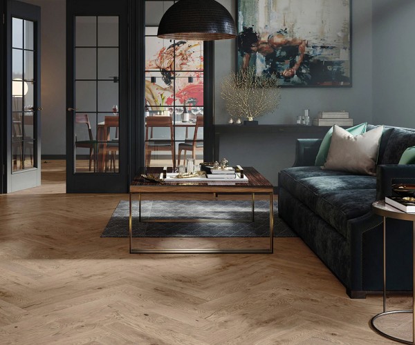 French Chateau Oak Herringbone Engineered Wood Flooring 14mm x 110mm Lacquered 