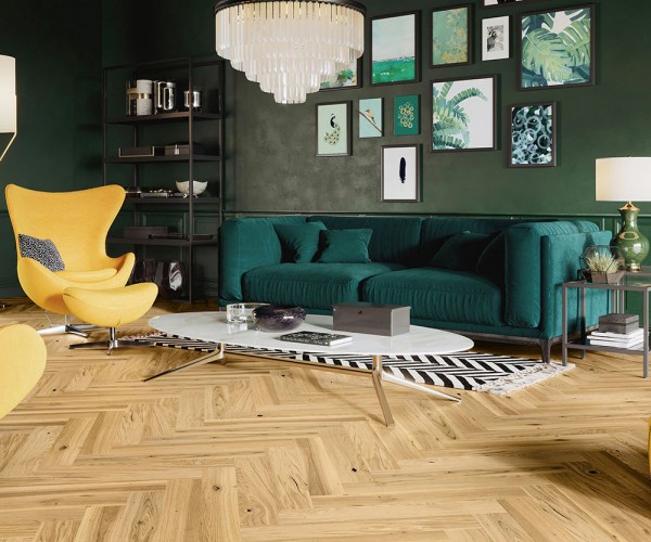 Natural European Oak Herringbone Engineered Wood Flooring 14mm x 110mm Oiled 