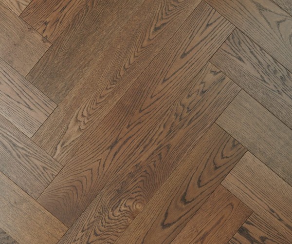Brushed Fumed Herringbone Oak  14mm Brushed Oiled Engineered Real Wood Flooring Brushed Fumed Oiled