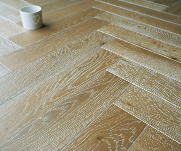 Smoked White Herringbone Classic Engineered Wood Flooring 14mm x 90mm Lacquered