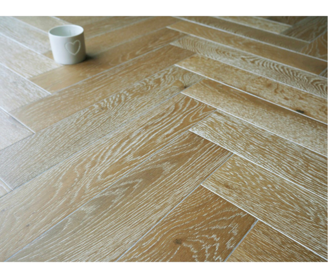 Smoked White Herringbone Classic Engineered Wood Flooring 14mm x 90mm Lacquered