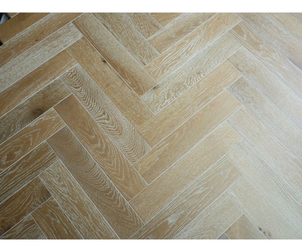 Smoked White Herringbone Classic Engineered Wood Flooring 14mm x 90mm Lacquered