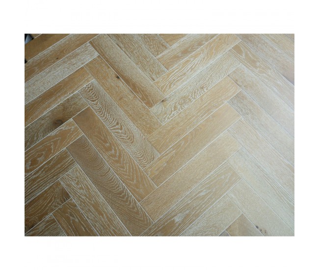 Smoked White Herringbone Classic Engineered Wood Flooring 14mm x 90mm Lacquered