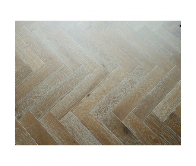 Smoked White Herringbone Classic Engineered Wood Flooring 14mm x 90mm Lacquered