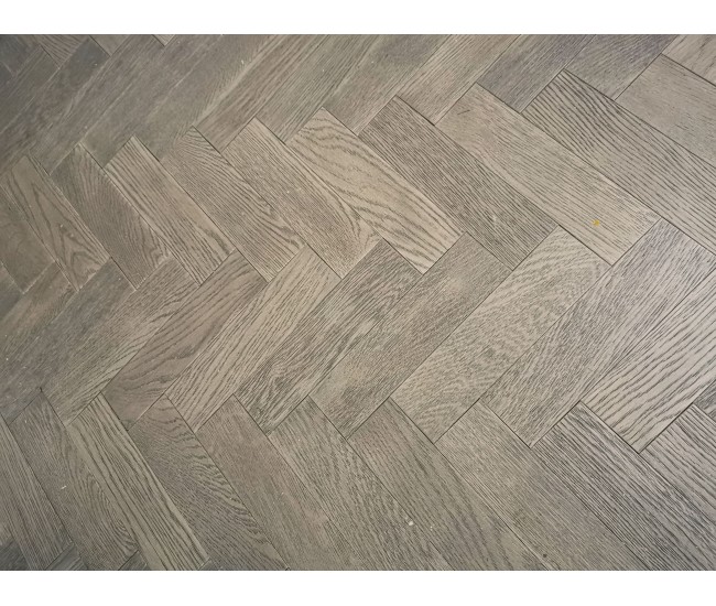 Gunmetal Grey Classic Oak Herringbone Engineered Wood Flooring 18mm x 80mm Brushed Matt Lacquered